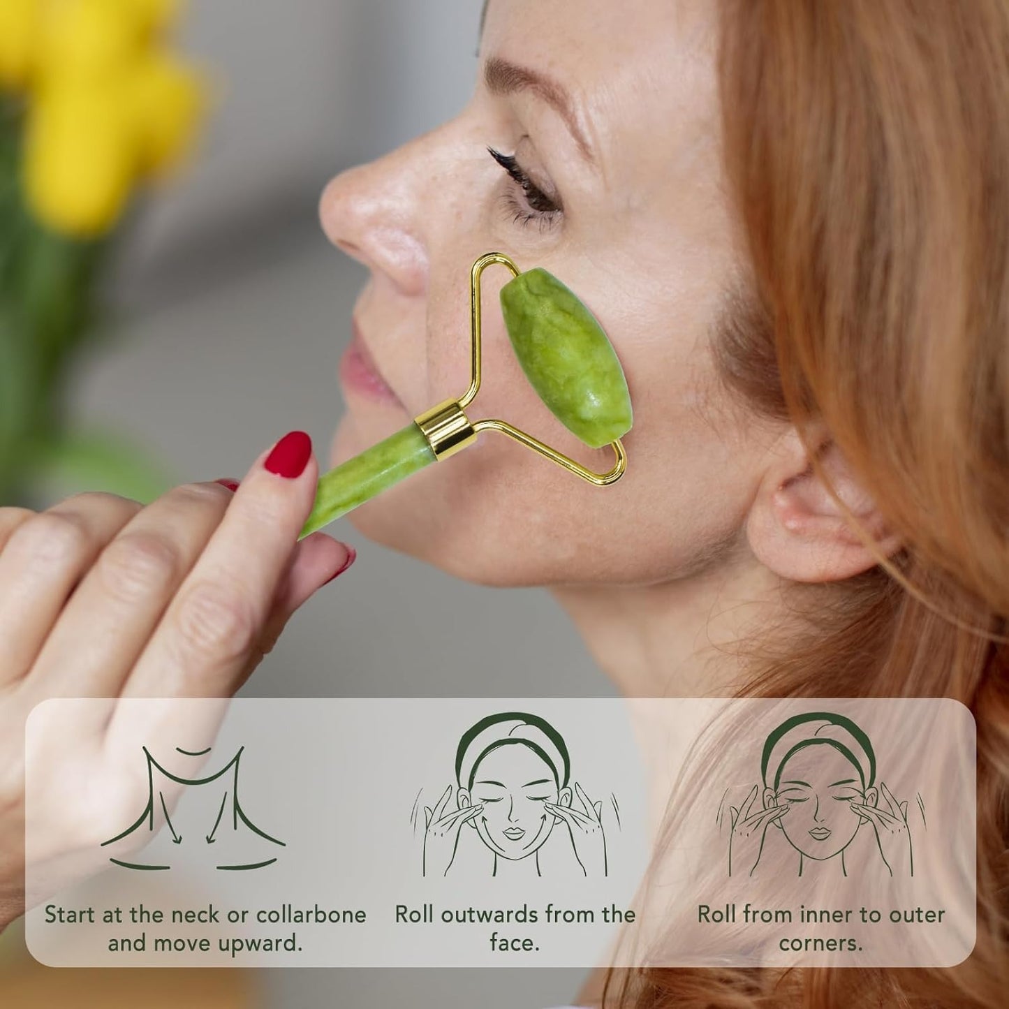 Best Jade Roller in Pakistan – Woman Using Face Roller at Home – BeautiVox Pakistan islamabad