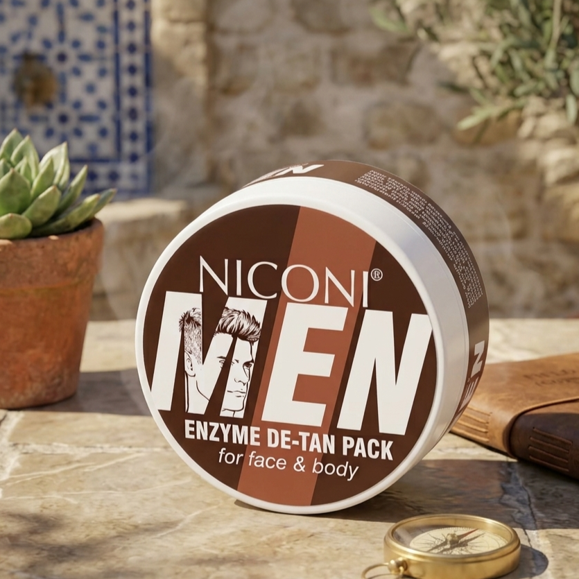 Niconi men enzyme de-tan pack Pakistan – sun tan removal face pack – BeautiVox Pakistan