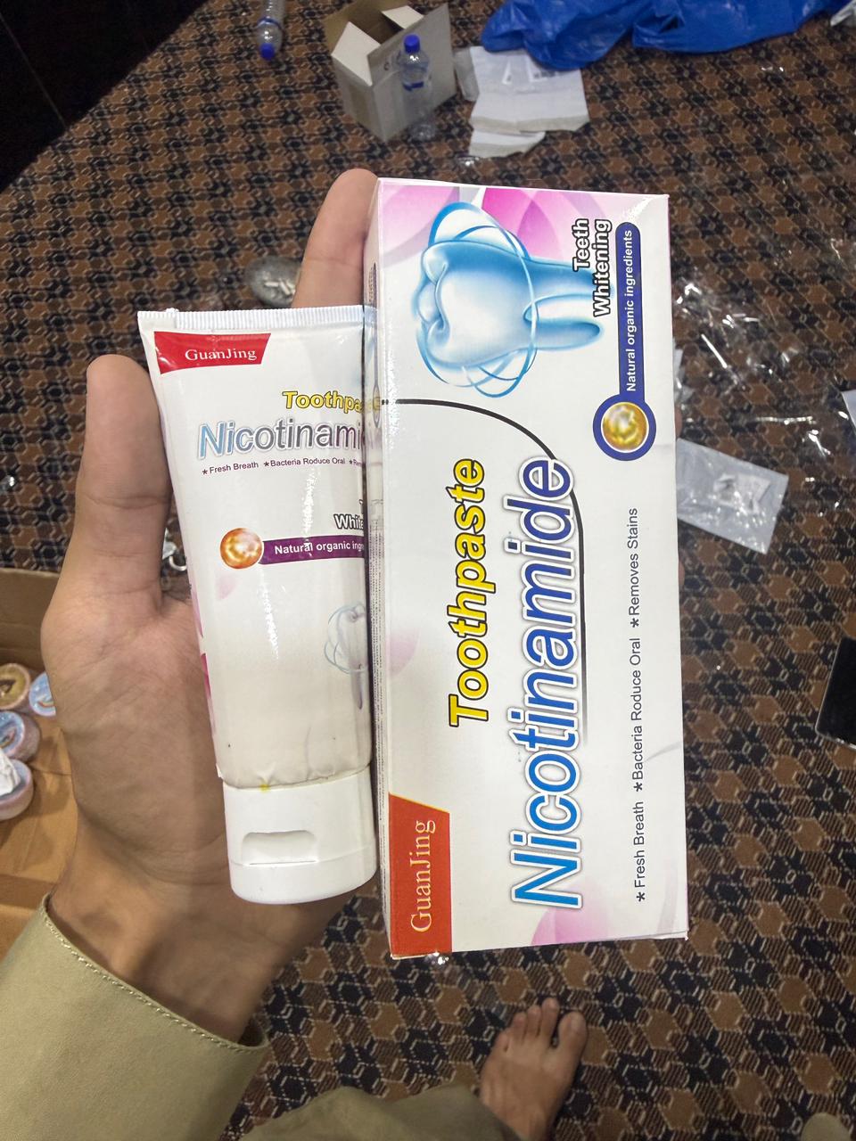 Nicotinamide toothpaste price in pakistan niacinamide formula close up tube detail – BeautiVox