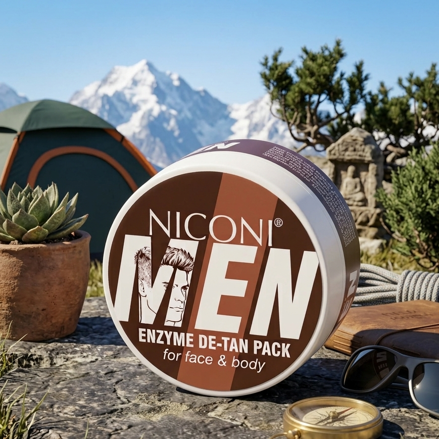 Pakistani man applying Niconi de-tan pack face sun tan removal at home – BeautiVox Pakistan
