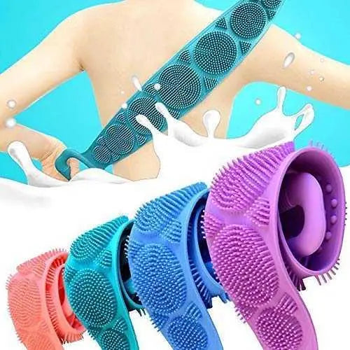 Silicone Bath Brush Set Pakistan – Woman Using Back Scrubber in Shower – BeautiVox Pakistan